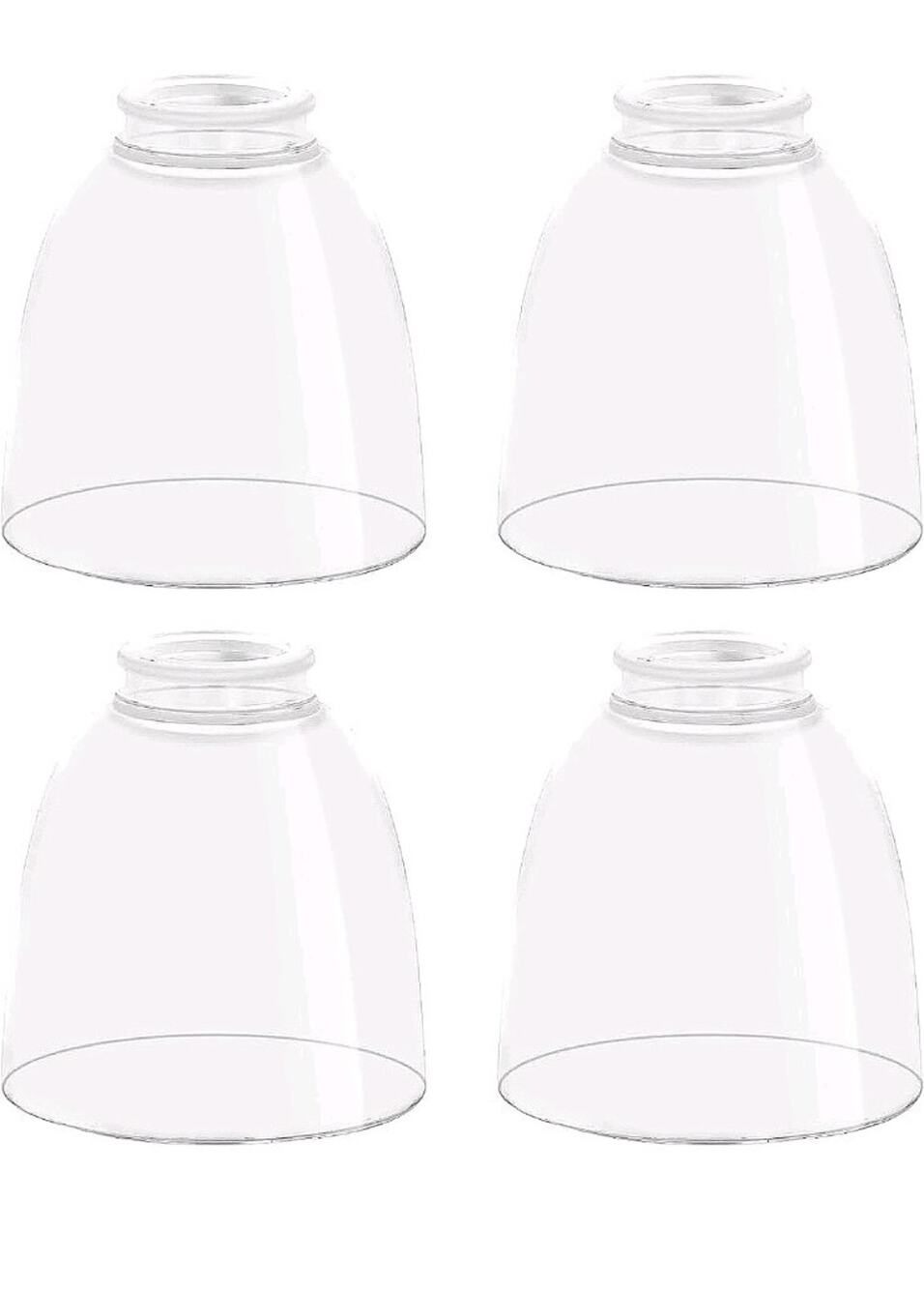 Clear Glass Bell Shade Replacement – 1.65" Fitter – Compatible with Chandeliers,